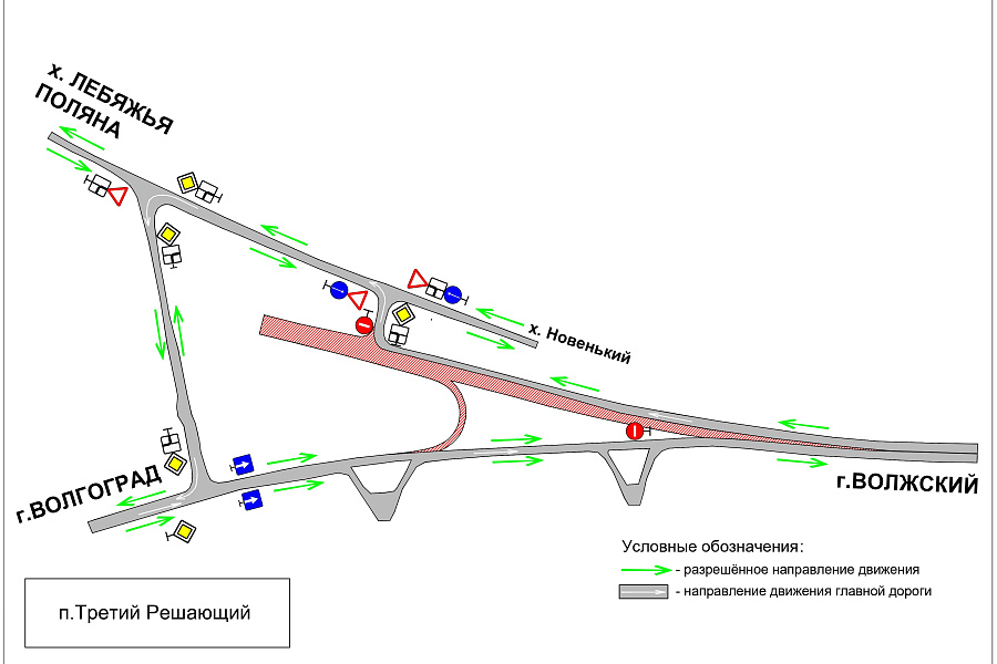 На трассе «Волгоград – Краснослободск – Средняя Ахтуба» на развязке у 3-го Пускового комплекса изменится схема движения